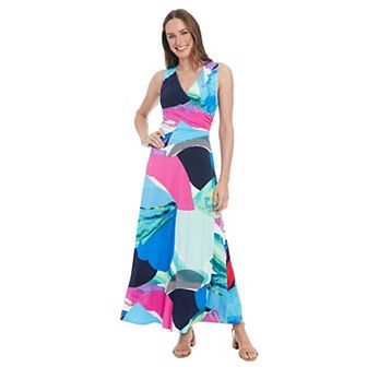 Women's London Times Shirred Warp Sleeveless Maxi Dress