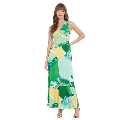 Женские платья London Women's London Times Shirred Warp Sleeveless Maxi Dress