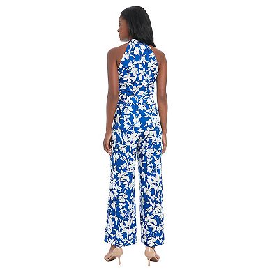 Women's London Times Criss Cross Bodice Jumpsuit With Sash Belt