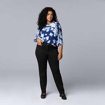 Plus Size Simply Vera Vera Wang Mid-Rise Slim Ponte Pants