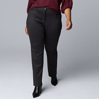 Plus Size Simply Vera Vera Wang Mid-Rise Slim Ponte Pants