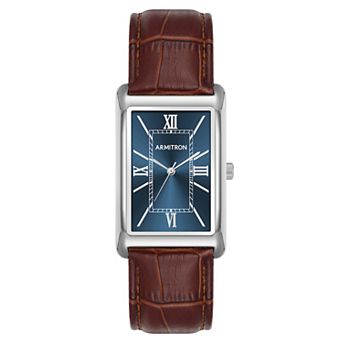 Armitron Men's Brown Leather Strap Tank Watch - 20-5615NVSVBN