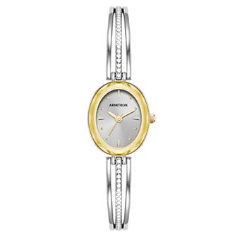 Armitron Women's Crystal Accent Two Tone Bangle Watch - 75-5903SVTT