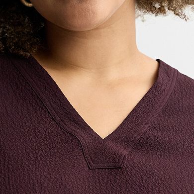 Plus Size Nine West Long Bishop Sleeve V-Neck Tunic