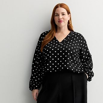 Plus Size Nine West V-Neck Bishop Sleeve Tunic