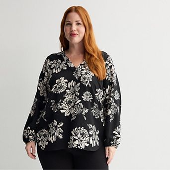 Plus Size Nine West Long Sleeve Tunic