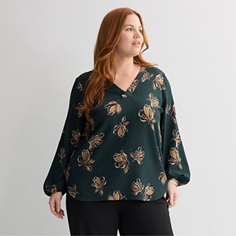 Plus Size Nine West Long Sleeve Tunic