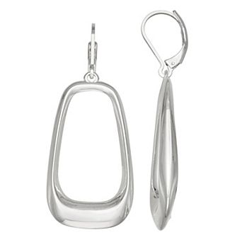 Napier Silver Tone Long Oval Drop Earrings