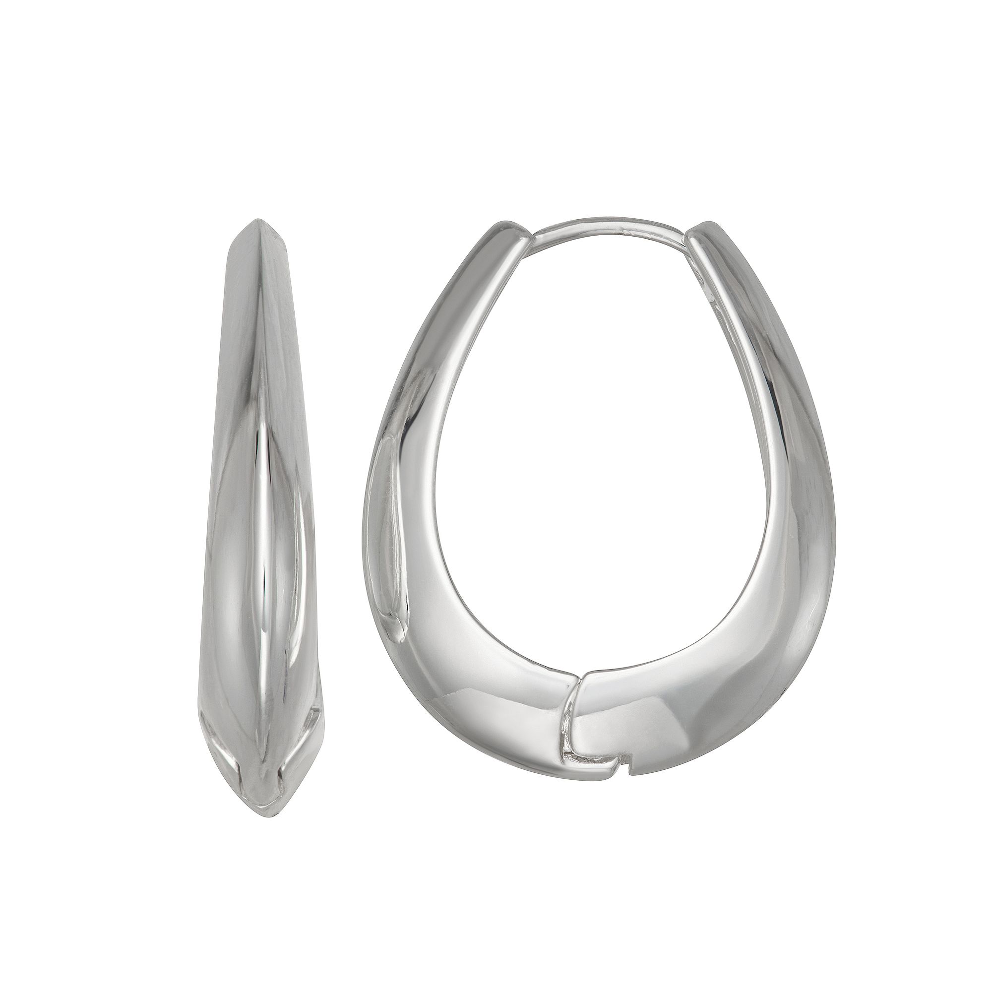 Napier Silver Tone Oval Hoop Earrings, Womens