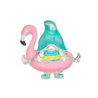 Napier Silver Tone Enamel Flamingo Pin