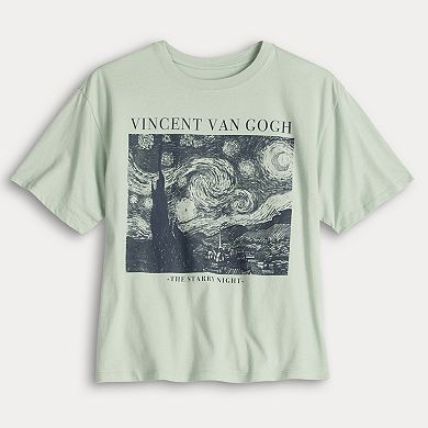 Juniors' Vincent Van Gogh The Starry Night Skimmer Graphic Tee