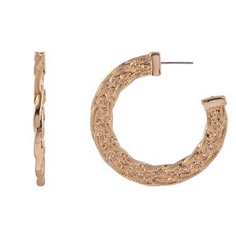 Emberly Gold Tone Braided Texture C-Hoop Earrings