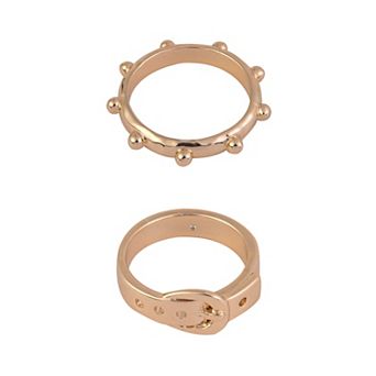 Emberly 2 pk Gold Tone Buckle Ring Set - Size 9