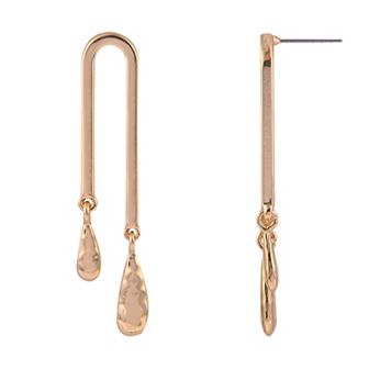 Emberly Gold Tone Teardrop Nickel Free U-Shape Earrings