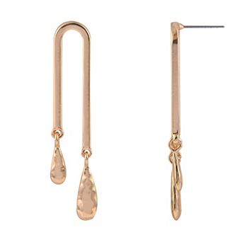 Emberly Gold Tone Teardrop Nickel Free U-Shape Earrings