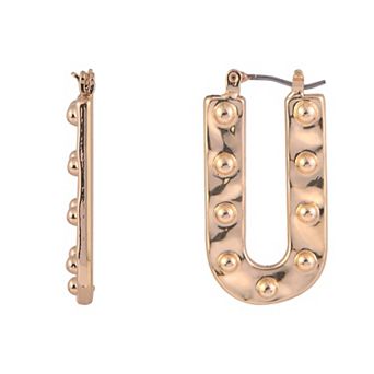 Emberly Gold Tone U-Shape Nickel Free Hoop Earrings
