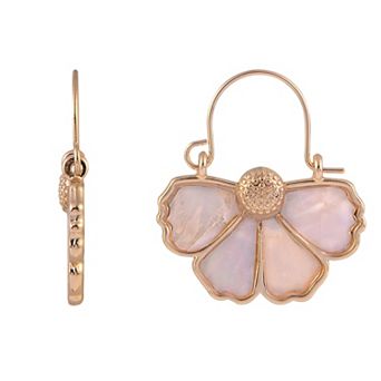 Emberly Gold Tone Simulated Mother-Of-Pearl Petal Drop Nickel Free Earrings