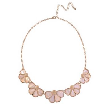 Emberly Gold Tone Simulated Mother-Of-Pearl Petal Collar Necklace