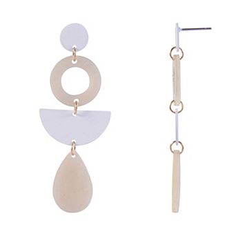 Emberly White Enamel and Acrylic Multi Shape Drop Earrings