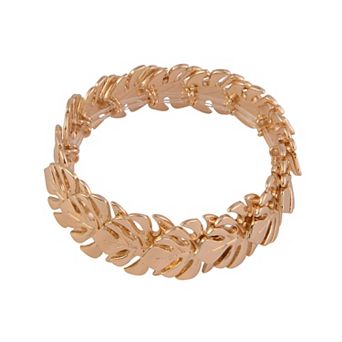 Emberly Gold Tone Leaf Stretch Bracelet