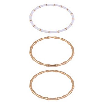 Emberly 3 pc Gold Tone Bamboo Bangle Set