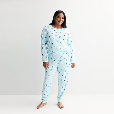 Plus Size Jammies For Your Families® Hit the Slopes Pajama Top & Pajama Bottoms Set