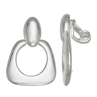 Napier Silver Tone Oval Drop Earrings