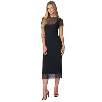 Women's bebe Mesh Maxi T-Shirt Dress