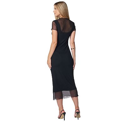 Women's bebe Mesh Maxi T-Shirt Dress