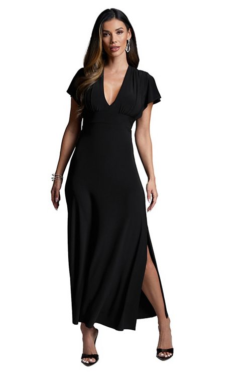 Женские платья bebe Women's bebe Cap Sleeve V-Neck Full Maxi Dress