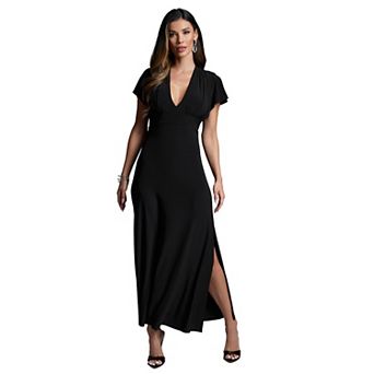 Women's bebe Cap Sleeve V-Neck Full Maxi Dress