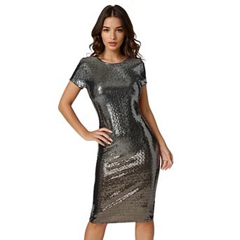 Women's bebe Sequin Midi T-Shirt Dress