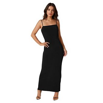 Women's bebe Square Neck Low Back Maxi Dress