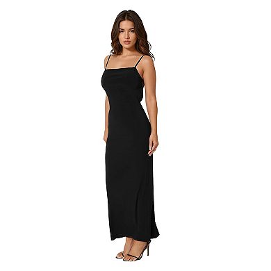 Women's bebe Square Neck Low Back Maxi Dress