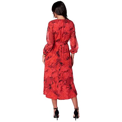 Women's bebe Surplice Chiffon Midi Dress
