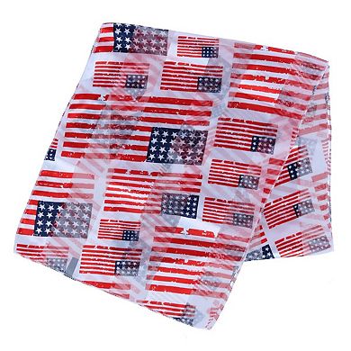 CTM Women's Lightweight Satin American Flag Print Scarf
