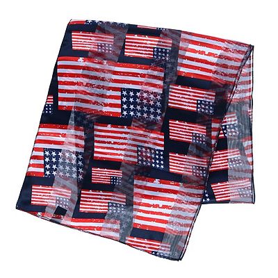 CTM Women's Lightweight Satin American Flag Print Scarf