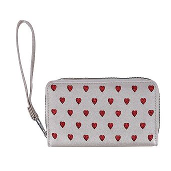 CTM Women's artificial Leather Heart -Fold Wristlet Wallet