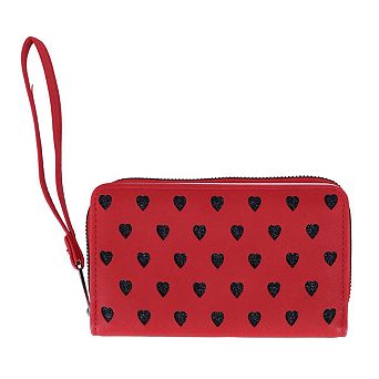 CTM Women's artificial Leather Heart -Fold Wristlet Wallet