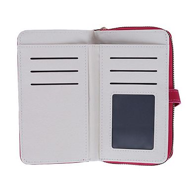 CTM Women's artificial Leather Twist Lock Flap Wallet Wristlet