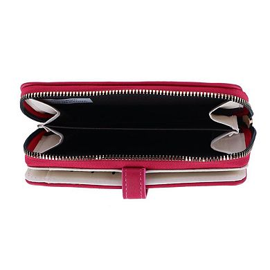 CTM Women's artificial Leather Twist Lock Flap Wallet Wristlet