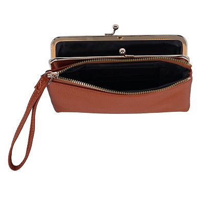 CTM Women's Fashion Kiss Lock Wristlet artificial Leather Wallet