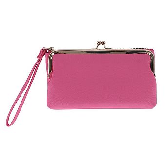 CTM Women's Fashion Kiss Lock Wristlet artificial Leather Wallet