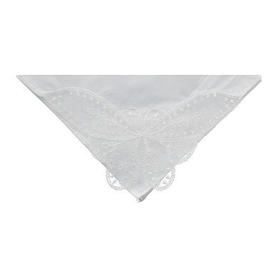CTM Women's Butterfly Corner Lace Handkerchief