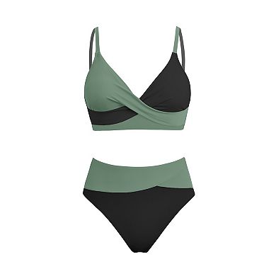 Women's Cupshe 2-Piece Twisted Bikini Top & High-Rise Bottoms Set
