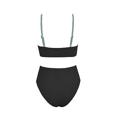 Women's Cupshe 2-Piece Twisted Bikini Top & High-Rise Bottoms Set