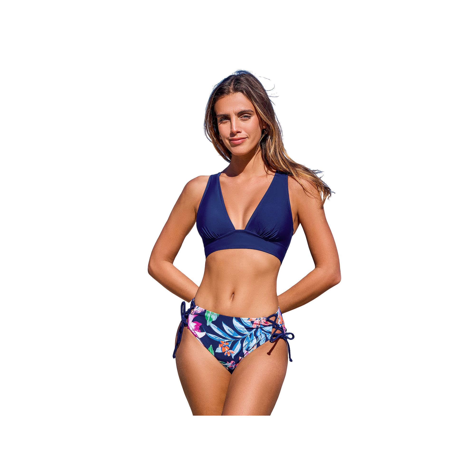 Womens CUPSHE 2-Piece Triangle Top & Lace-Up Bikini Swimsuit Set, Size: XL