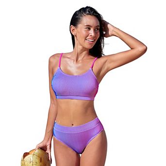 Women's Cupshe 2 pc Adjustable Bikini Top & Retro Bottoms Set