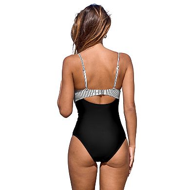 Women's Cupshe Twist Front Cutout Ruched One-Piece Swimsuit