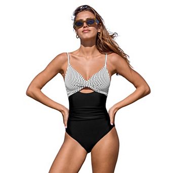 Women's Cupshe Twist Front Cutout Ruched One-Piece Swimsuit